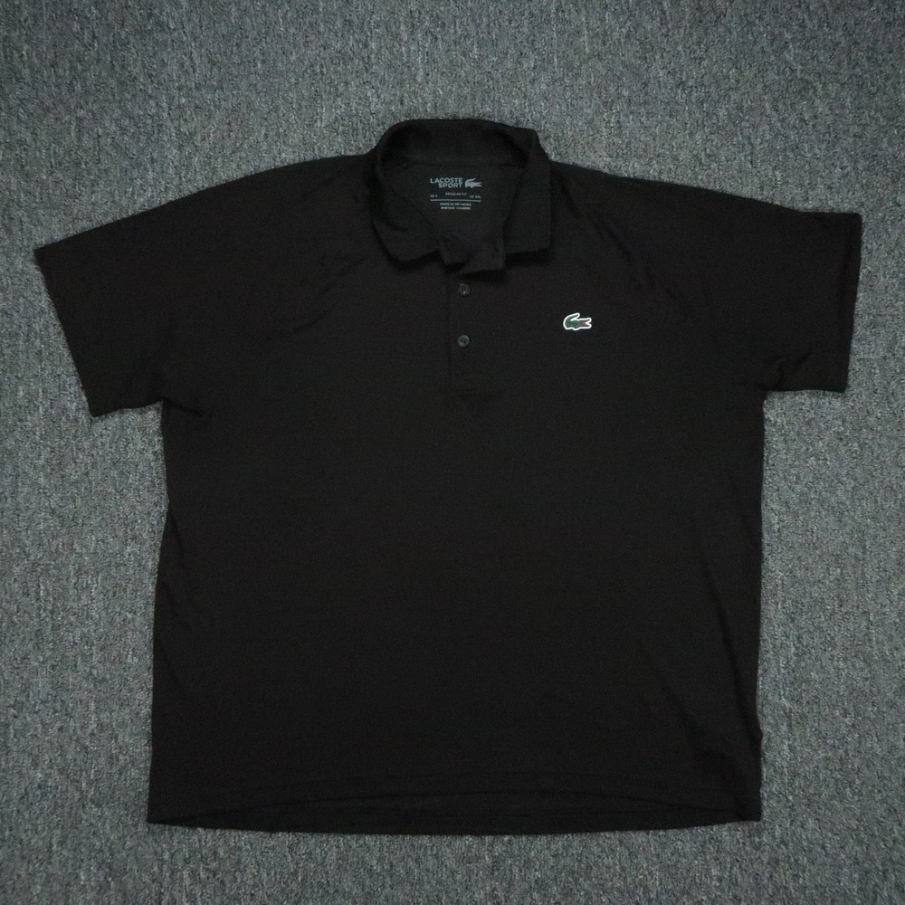 Lacoste Shirt Mens XXL Black Sport Short Sleeve Polo Ultra Dry Tennis 2XL
